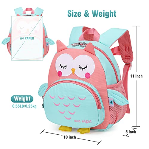 SUN EIGHT Preschool Backpack Toddler for Girls Animal Waterproof Kids Backpack 3D Cartoon School Bag for Baby Girl Boy 1-5 Years（Cute Owl） - Image 3