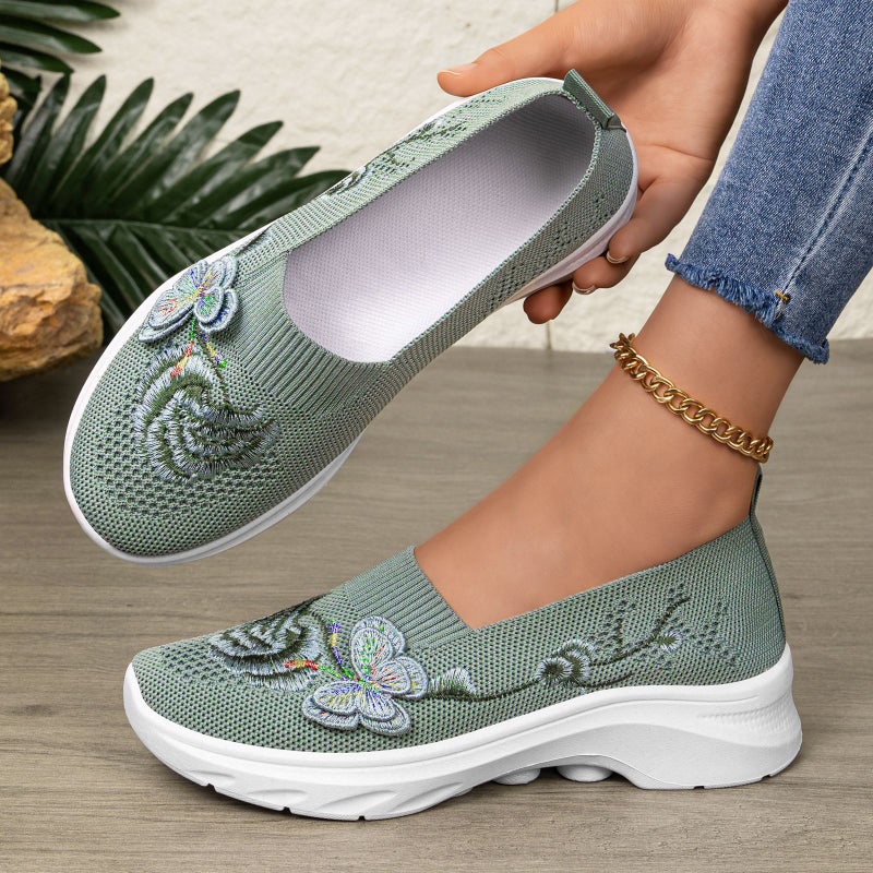 Women's Breathable Knit Flat Shoes - Image 3