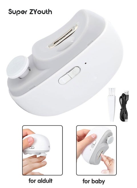 2-In-1 USB Rechargeable Fingernail Polishing And Automatic Electric Nail Clippers With 2 Speeds And Light, Nail Scraps Storage