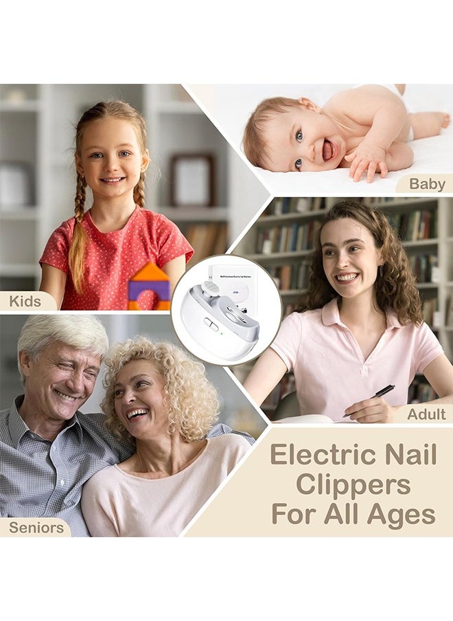 2-In-1 USB Rechargeable Fingernail Polishing And Automatic Electric Nail Clippers With 2 Speeds And Light, Nail Scraps Storage