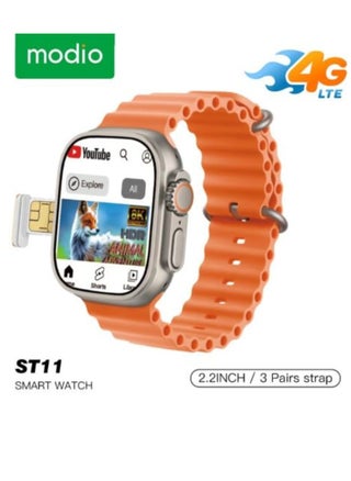 Smart Watch ST11 Network 4G Display Screen 2.2" HD with 3 Pairs Straps With SIM Card Support For Mobile With Google Play Support For All Apps 64GB - pzsku/Z723DC63BE4D8B3FBF958Z/45/_/1739612811/845f0aa2-a1e0-4811-a417-f33721b44cfc