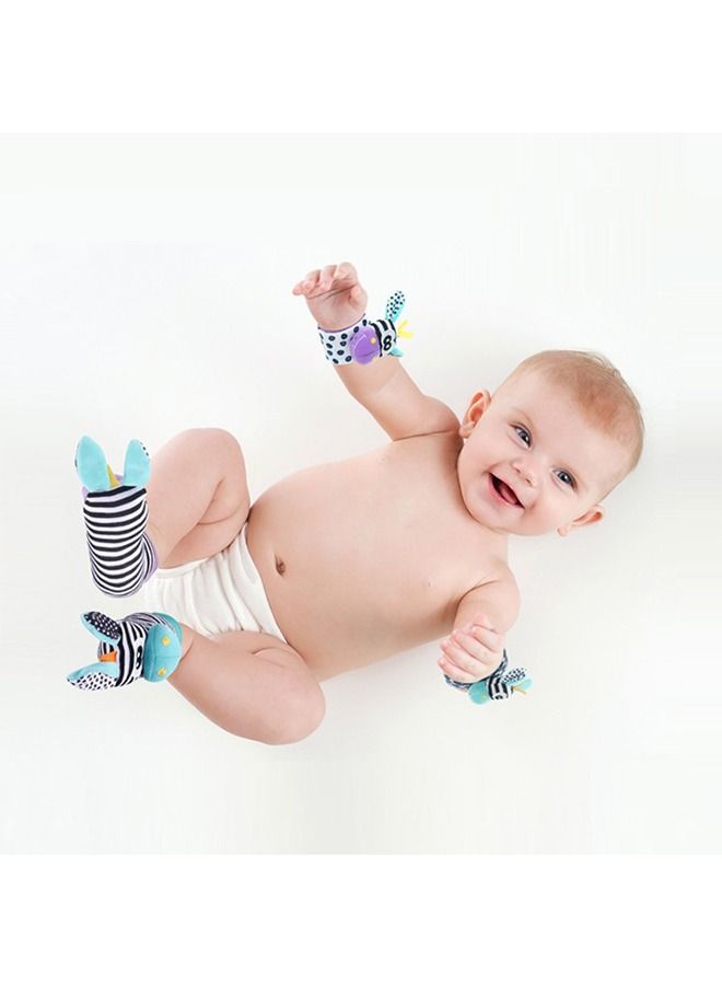 Baby Wrist Rattles Foot Finder Socks Set, Infant rattle Socks and baby hand rattles wrist, Newborn Soft Sensory Toys, Infant Wrist Rattles for Babies 0-6 Months (Purple)  - Image 5