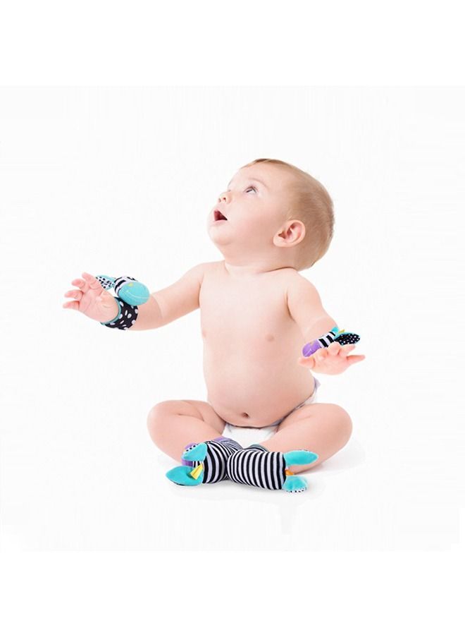 Baby Wrist Rattles Foot Finder Socks Set, Infant rattle Socks and baby hand rattles wrist, Newborn Soft Sensory Toys, Infant Wrist Rattles for Babies 0-6 Months (Purple)  - Image 4