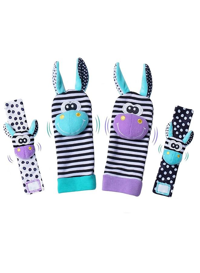 Baby Wrist Rattles Foot Finder Socks Set, Infant rattle Socks and baby hand rattles wrist, Newborn Soft Sensory Toys, Infant Wrist Rattles for Babies 0-6 Months (Purple)  - Image 2