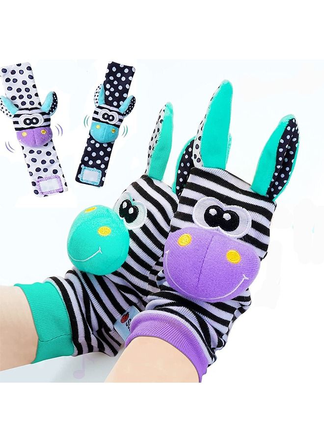 Baby Wrist Rattles Foot Finder Socks Set, Infant rattle Socks and baby hand rattles wrist, Newborn Soft Sensory Toys, Infant Wrist Rattles for Babies 0-6 Months (Purple)  - Image 3