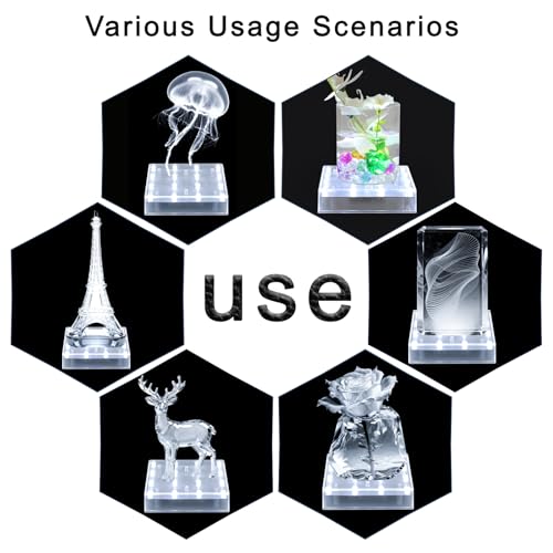 LARDUX Led Light Base - 5 inch Square Lights Display Stand for Effiel Tower Vase Crystal Glass Art LED Pedestal Base - Charging USB or Battery Powered - Image 2
