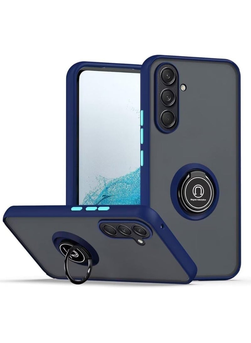 حافظة حامل حلقية معدنية لهاتف سامسونج جالاكسي S24 FE 5G بمسند دوران 360 درجة، ممتص للصدمات من السيليكون المقاوم للصدمات، غطاء خلفي صلب غير لامع، جراب مغناطيسي للسيارة لهاتف سامسونج جالاكسي S24 FE 5G - Image 1
