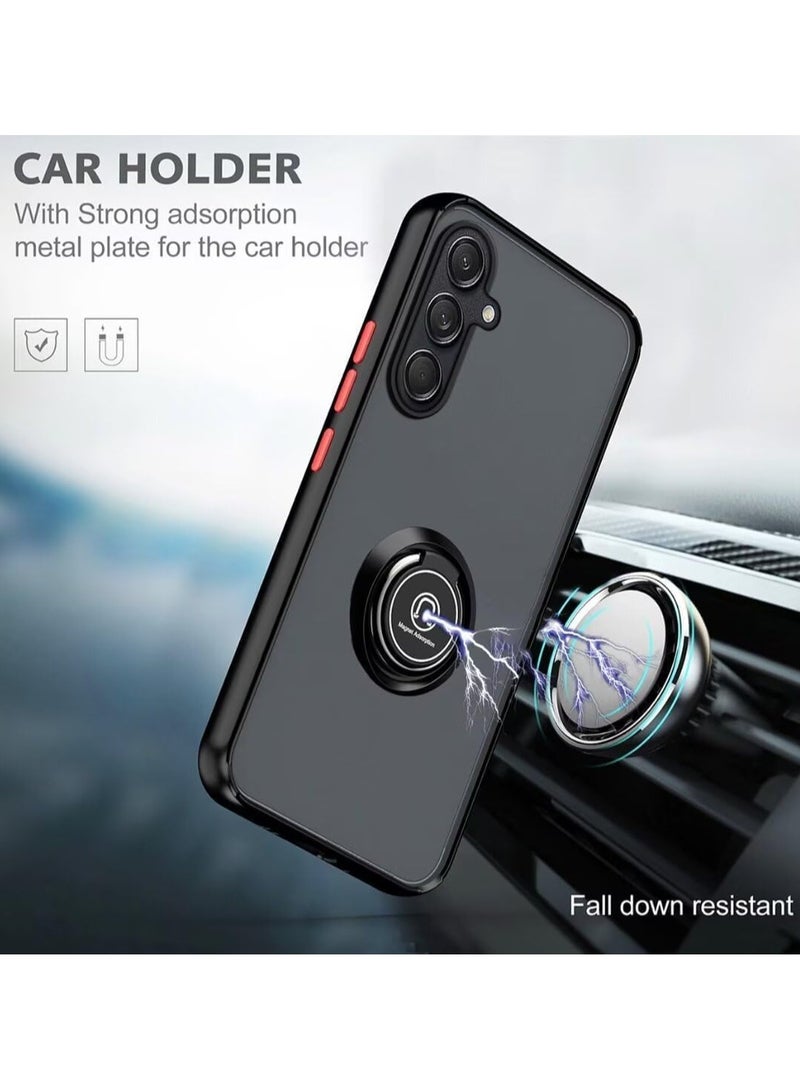 حافظة حامل حلقية معدنية لهاتف سامسونج جالاكسي S24 FE 5G بمسند دوران 360 درجة، ممتص للصدمات من السيليكون المقاوم للصدمات، غطاء خلفي صلب غير لامع، جراب مغناطيسي للسيارة لهاتف سامسونج جالاكسي S24 FE 5G - Image 5