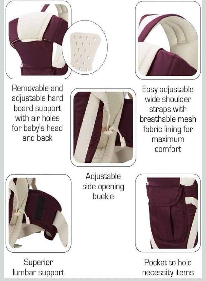 HIERAX Baby Carrier, Brown and Cream, Ergonomic Design with Padded Straps, Front and Back Carry (Wine) - Image 4