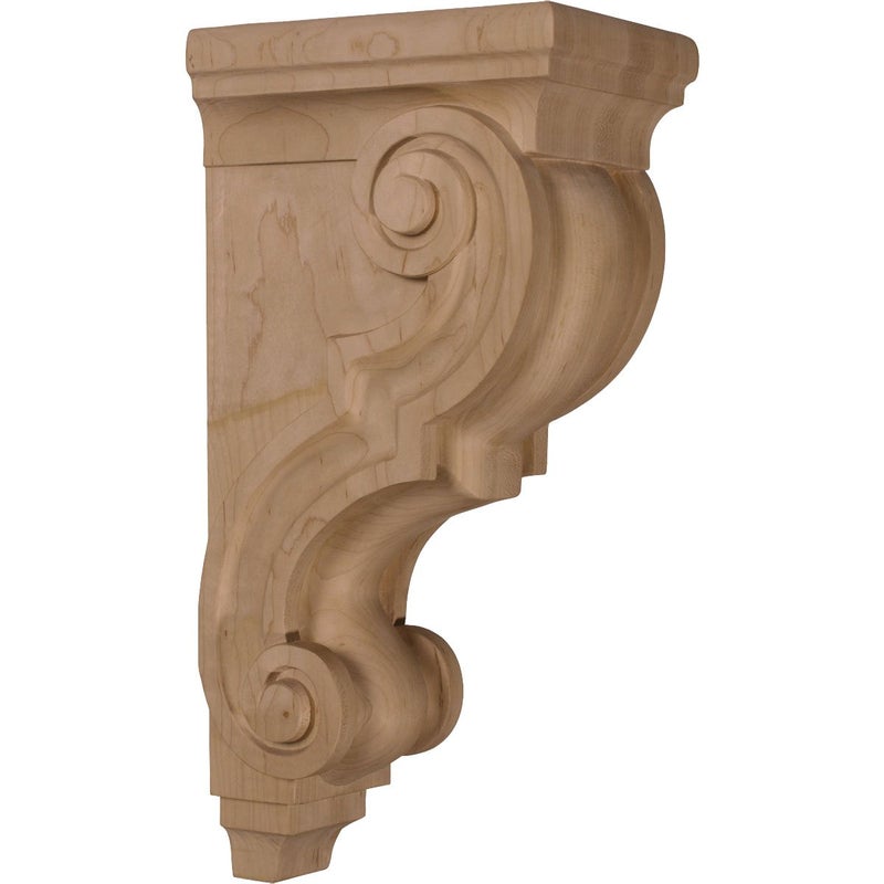Ekena Millwork CORW05X07X14TRMA Large Traditional Wood Corbels, 5"W x 6 3/4"D x 14"H, Maple - Image 1