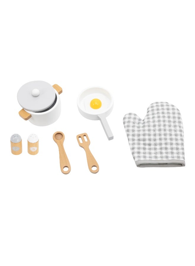 Viga Wooden Cooking Tool Set - Grey for Kids Ages 3 and Up – Roleplay Kitchen Accessories for Early Learning and Creative Play - Image 2