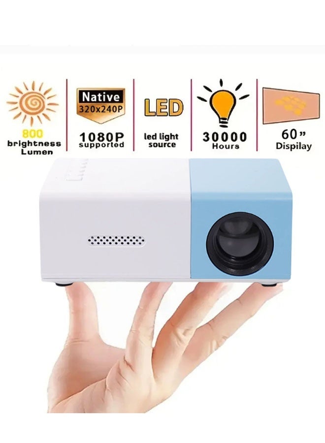 نيوترل جهاز عرض صغير محمول / مناسب للاستخدام المنزلي الداخلي والخارجي هدية عيد ميلاد متوافق مع أجهزة التلفزيون/HDMI/USB/PS5/iOS/PS4 (أزرق وأبيض) - Image 2