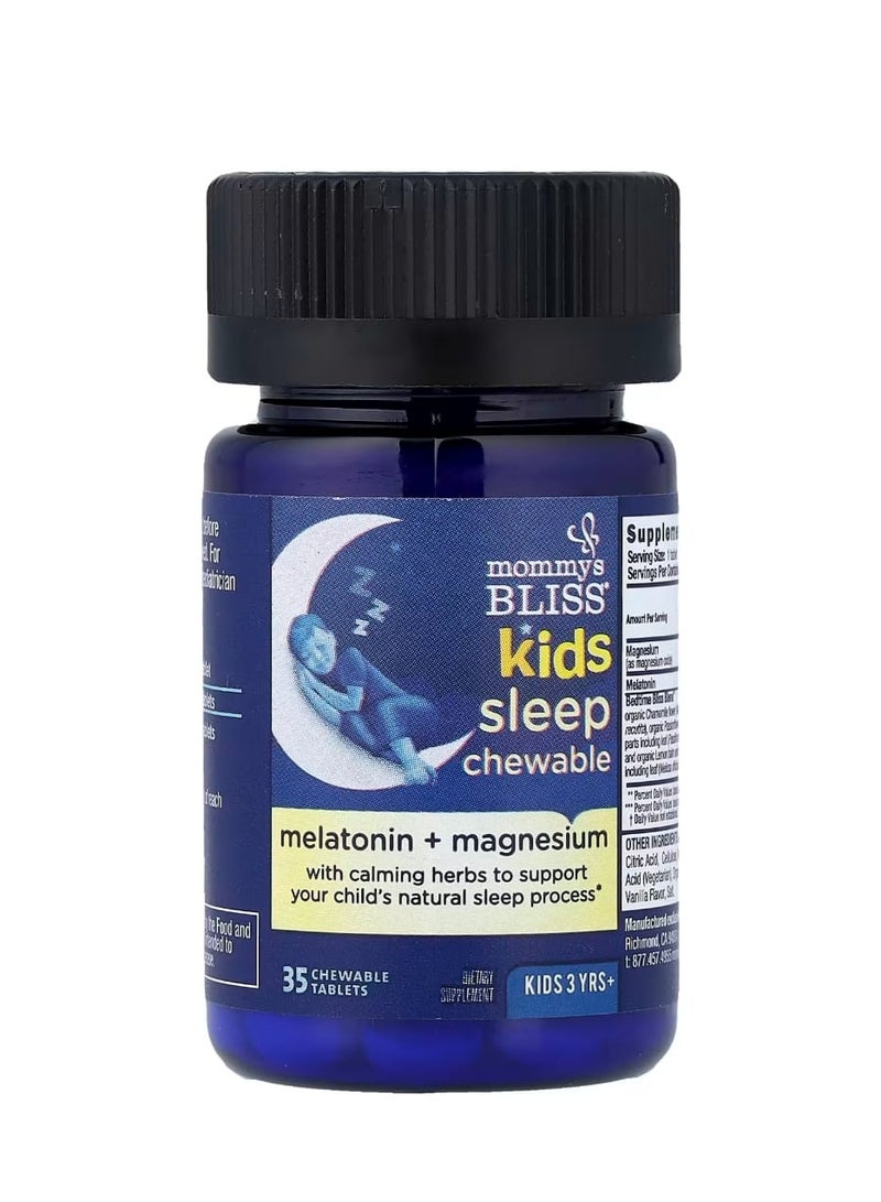 Mommy's Bliss Kids Sleep Chewable Melatonin + Magnesium 3 Yrs+ Natural Grape 35 Chewable Tablets - Image 2
