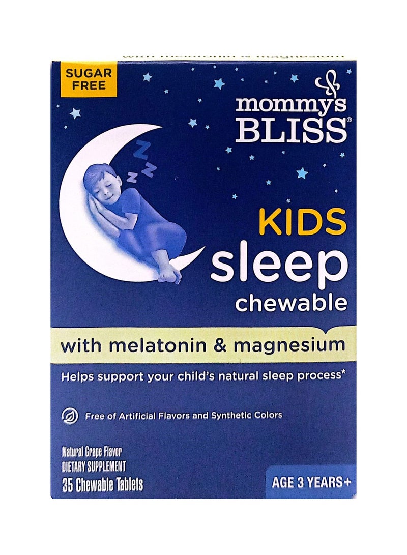 Mommy's Bliss Kids Sleep Chewable Melatonin + Magnesium 3 Yrs+ Natural Grape 35 Chewable Tablets - Image 1