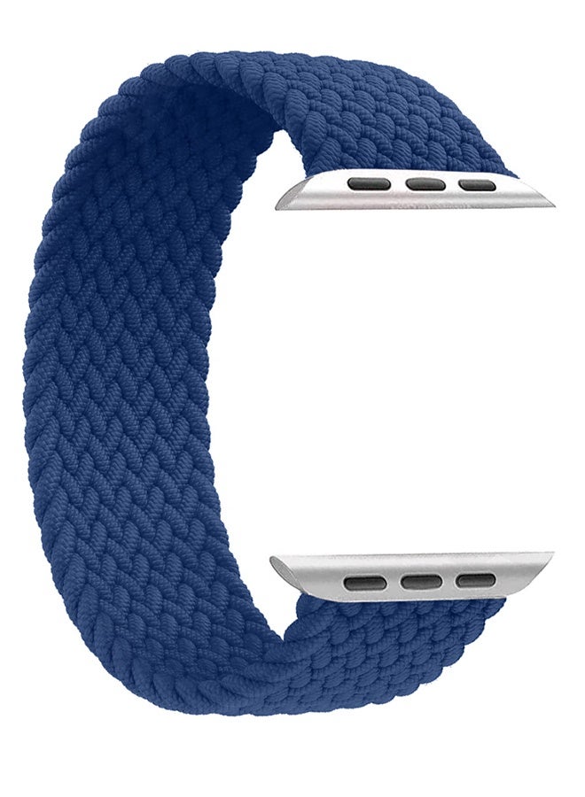 Braided Nylon Solo Loop Band 42mm 44mm 45mm 49mm Wrist Size 135-140mm Compatible with Apple Watch Series 1-9 SE Ultra 1 Ultra 2 - Dark Blue - Image 3