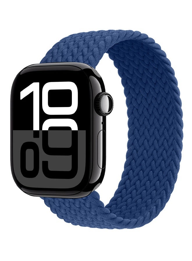 Braided Nylon Solo Loop Band 42mm 44mm 45mm 49mm Wrist Size 135-140mm Compatible with Apple Watch Series 1-9 SE Ultra 1 Ultra 2 - Dark Blue - Image 2
