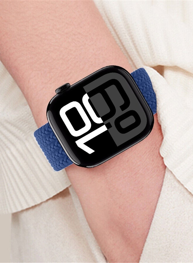 Braided Nylon Solo Loop Band 42mm 44mm 45mm 49mm Wrist Size 135-140mm Compatible with Apple Watch Series 1-9 SE Ultra 1 Ultra 2 - Dark Blue - Image 4