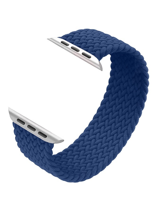 Braided Nylon Solo Loop Band 42mm 44mm 45mm 49mm Wrist Size 135-140mm Compatible with Apple Watch Series 1-9 SE Ultra 1 Ultra 2 - Dark Blue - Image 1