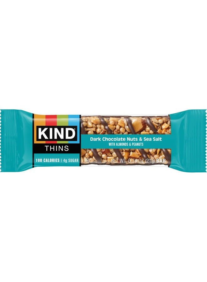 KIND THINS Dark Chocolate Nuts & Sea Salt Bars (Now with Peanuts), Gluten Free, 4g Sugar, 0.74 oz bars, 10 count - Image 4