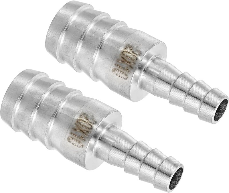 QUARKZMAN Pack of 2 Diameter 20 x 10 mm Hose Barb Reducer Pipe Fitting, 304 Stainless Steel Hose Pipe Fitting for Vacuum Systems, Industrial Pipe Connections, Silver - Image 1