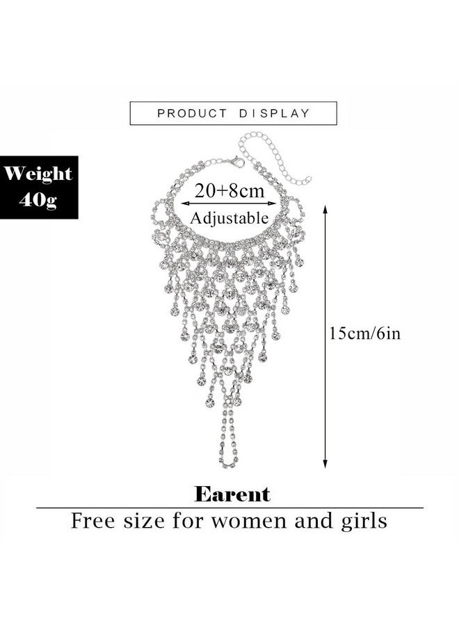 EARENT Rhinestone Bracelet Ring Silver Hand Chain Crystal Bangle Finger Ring Bracelets Wedding Hand Harness Hand Accessories For Women - Image 4