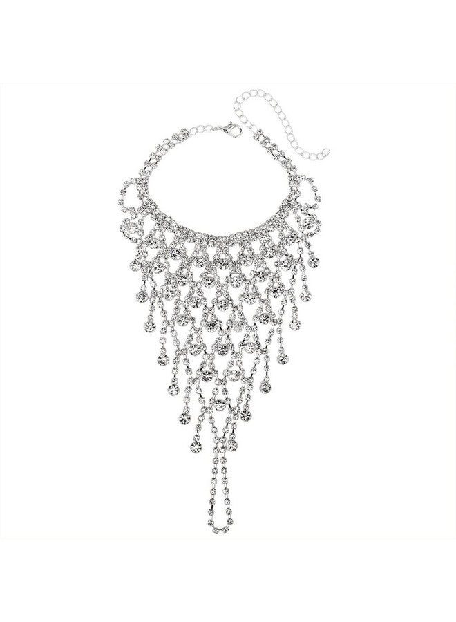 EARENT Rhinestone Bracelet Ring Silver Hand Chain Crystal Bangle Finger Ring Bracelets Wedding Hand Harness Hand Accessories For Women - Image 2