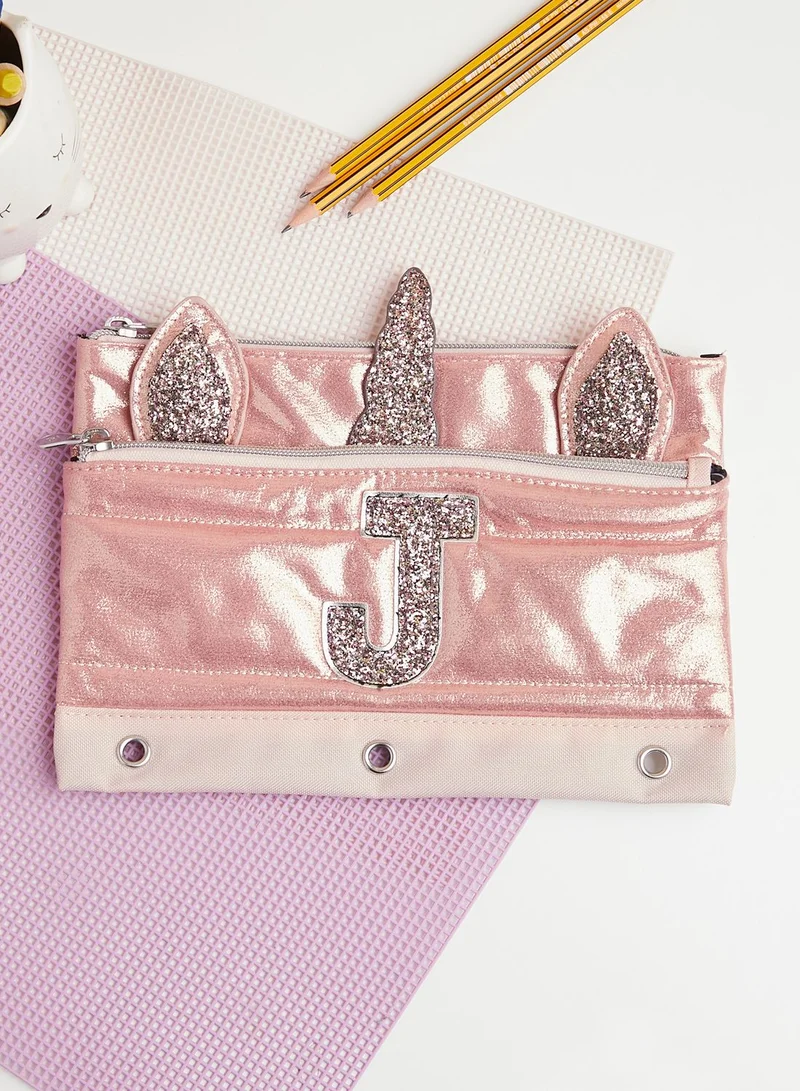 Justice Kids Unicorn Initial Pencil Case