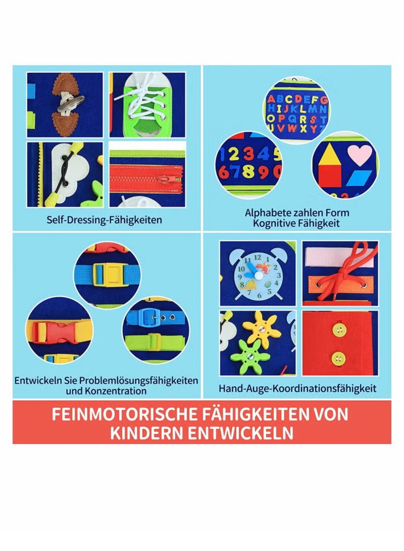 Busy Board Montessori Toys 20 in 1 Toddlers Sensory Gifts 2 3 4 Year Old Boys Girls for Fine Motor Skills Learn to Dress Early Educational - Image 5