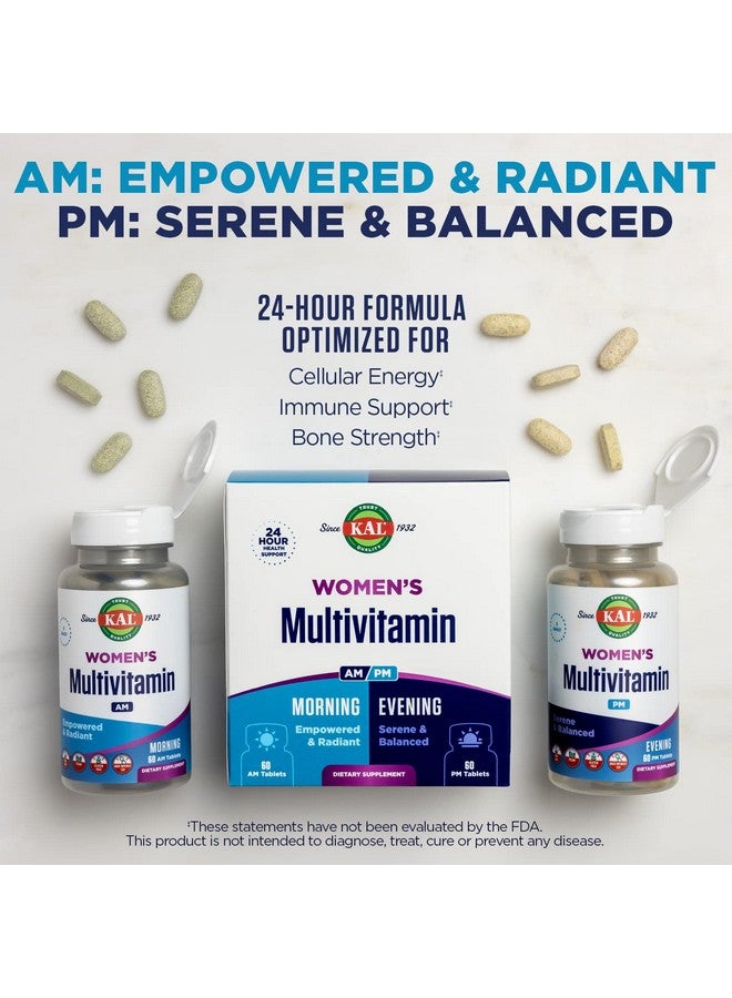 KAL Women's Multivitamin AM/PM, 2-in-1 Multivitamins for Women with Ashwagandha, Silica, Organic Spirulina, and GABA for Cellular Energy, Bone Strength, Immune Support, Vegan, 30 Servings, 120 Tablets - Image 5