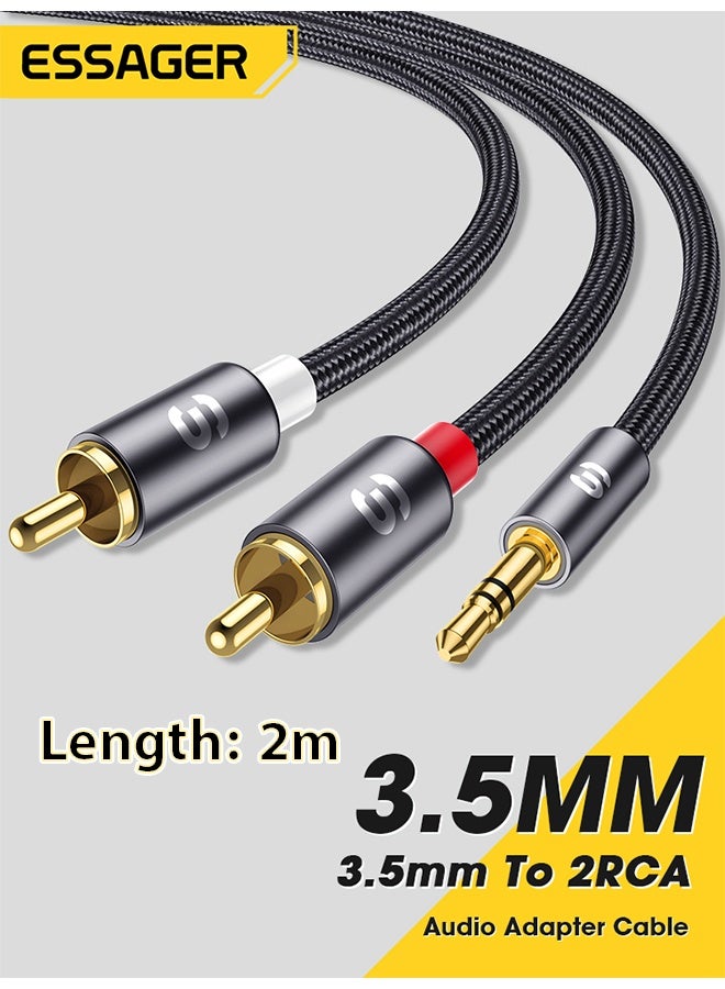 ESSAGER 3.5mm to RCA Cable, Audio RCA Cable, Stereo Audio Adapter for Audio Systems and Speakers, for Home and Professional Use(2m) - Image 1