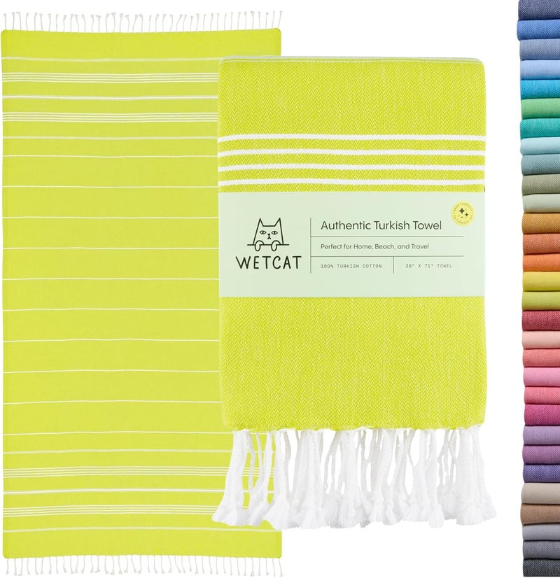 ويت كات منشفة شاطئ تركية WETCAT كبيرة الحجم (38"×71") 100% قطن تركي، مصنوعة في تركيا - خالية من الرمال، كبيرة جدًا، فائقة النعومة، سريعة ا��جفاف، مدمجة وخفيفة للسفر - حمضي - Image 1