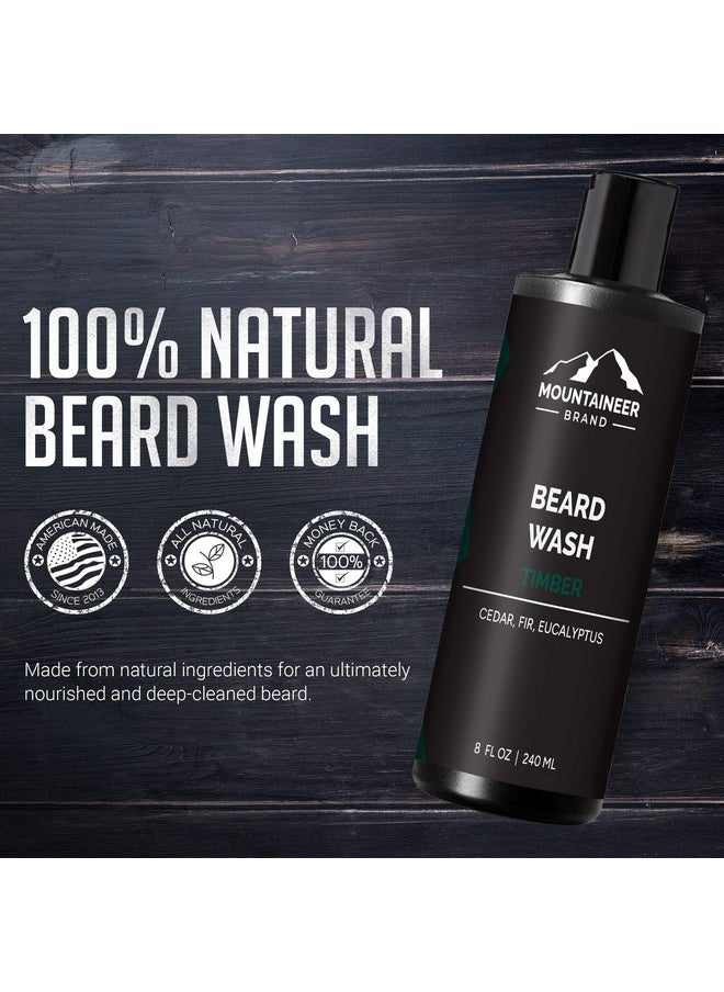mountaineer brand - Mountaineer Brand Beard Wash For Men 100% Natural Beard Shampoo Thick Cleaning Softening Lather For Hair And Skin Hydrate And Detangle Grooming Treatment Timber Scent 8Oz - Image 1