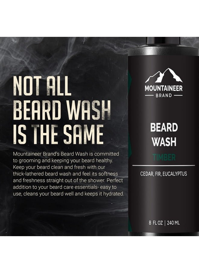 mountaineer brand - Mountaineer Brand Beard Wash For Men 100% Natural Beard Shampoo Thick Cleaning Softening Lather For Hair And Skin Hydrate And Detangle Grooming Treatment Timber Scent 8Oz - Image 1