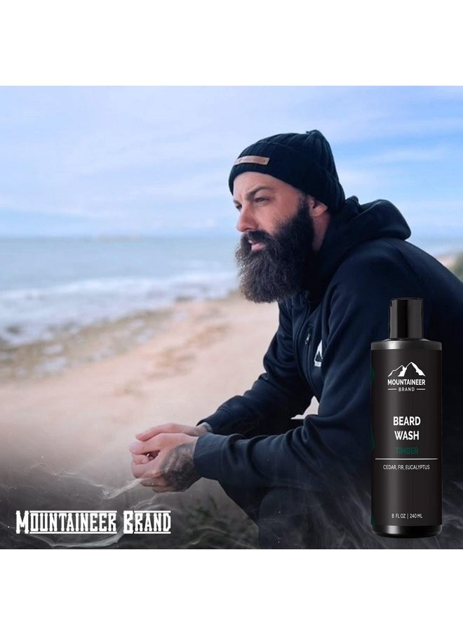 mountaineer brand - Mountaineer Brand Beard Wash For Men 100% Natural Beard Shampoo Thick Cleaning Softening Lather For Hair And Skin Hydrate And Detangle Grooming Treatment Timber Scent 8Oz - Image 1