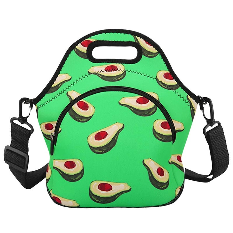 Violet Mist Neoprene Lunch Bag Insulated Lunch Bag Tote Cute Large Thermal Lunchbags with Extra Pocket Detachable Adjustable Shoulder Strap Lunchbox Food Handbags Gift for Women Men Adult, Avocado - Image 5