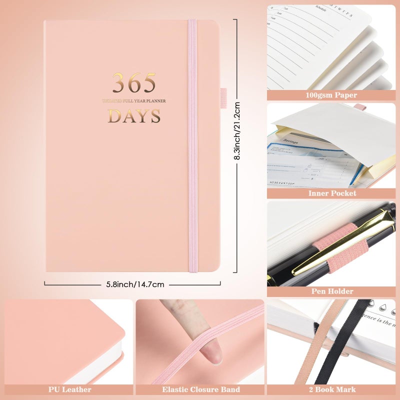 ASTEN مخطط أستين، مخطط يومي غير مؤرخ مع قائمة المهام، مخطط 365 يوم لاضطراب فرط الحركة وتشتت الانتباه، أجندة للرجال، دفتر مخطط ساعي لتحديد الأهداف، منظم الإنتاجية مع تقويم، 8.3'' × 5.8'' (وردي) - Image 4