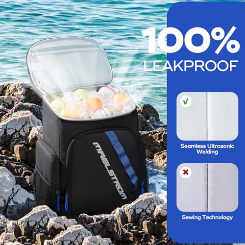 Maelstrom Backpack Cooler,36 Can Cooler Backpack,Soft Cooler Bag Insulated Leakproof,Lightweight Ice Chest Backpack,Travel Cooler Lunch Backpack for Camping,Hiking,Beach,Black - Image 3