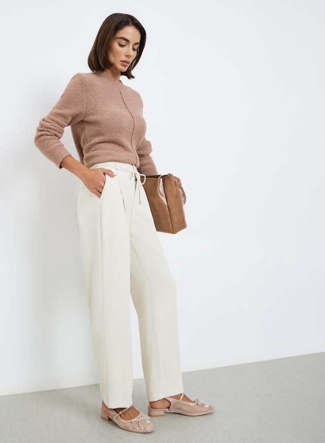 Styli Beige Drawstring Wide Leg Pants - Image 1