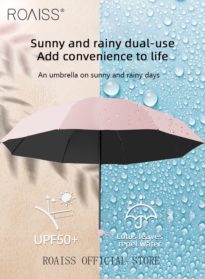 roaiss 12 Rib Dual Purpose Umbrella for Women Highly Efficient Insulation Capsule Parasol UPF50+ Mini Lightweight 5 Fold Umbrella 37 Inch Enlarge Umbrella Cover Includes Umbrella Case - Image 2