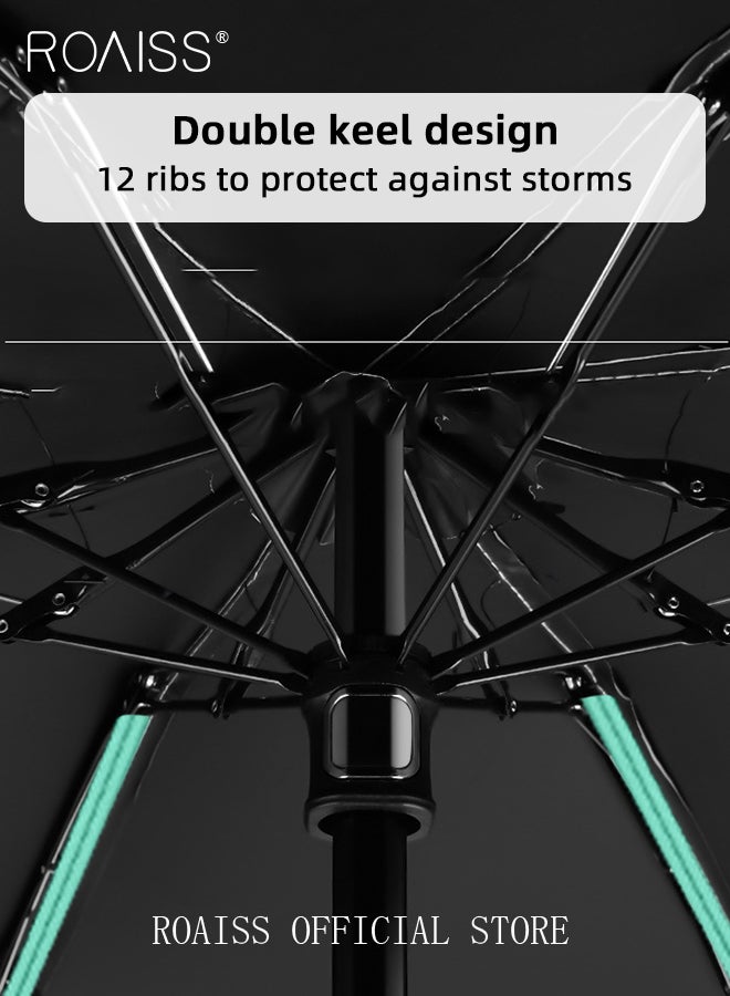 roaiss 12 Rib Dual Purpose Umbrella for Women Highly Efficient Insulation Capsule Parasol UPF50+ Mini Lightweight 5 Fold Umbrella 37 Inch Enlarge Umbrella Cover Includes Umbrella Case - Image 3