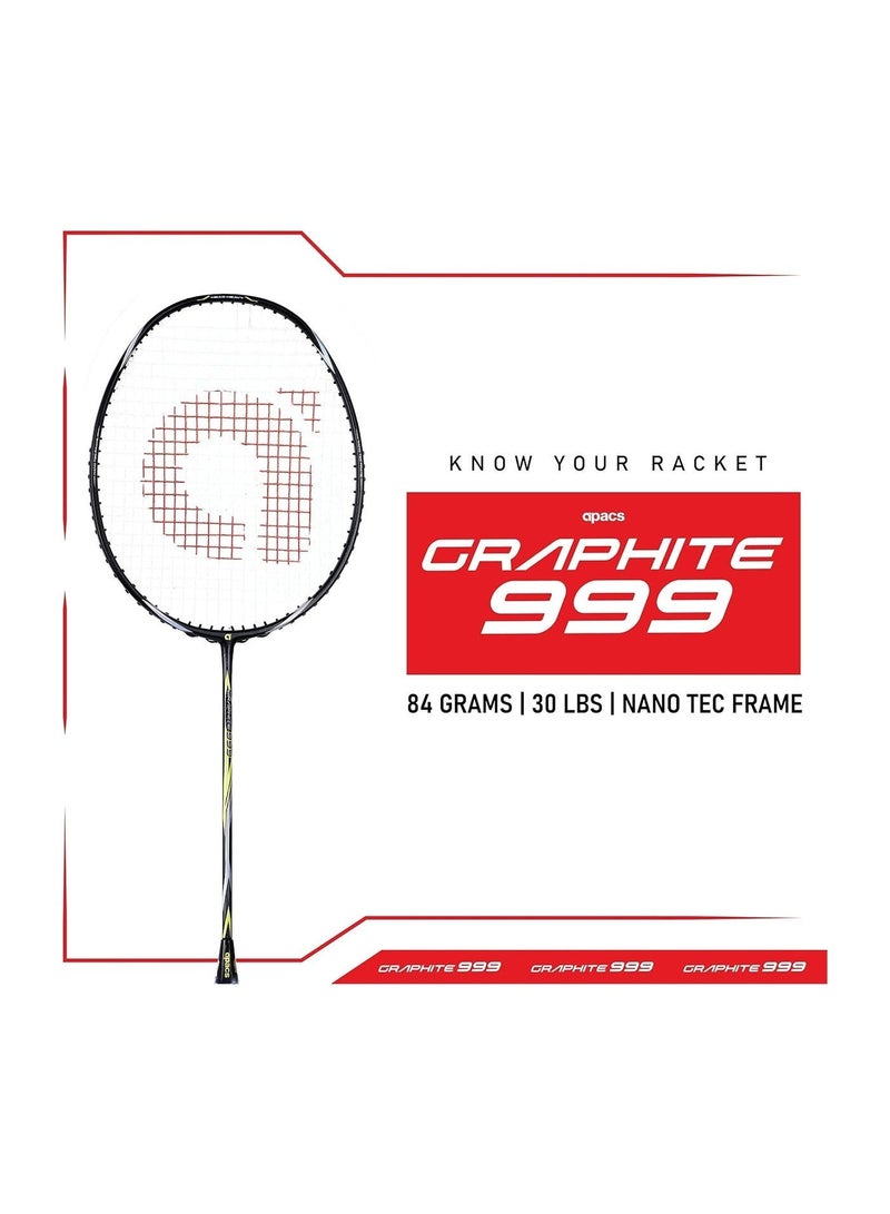 Apacs Graphite 999 Unstrung Badminton Racket – Ultra-Durable Japanese Graphite Frame, Lightweight, 30 LBS Max Tension, High-Speed Performance, Comfortable 4-inch Grip, Full Cover - Image 2