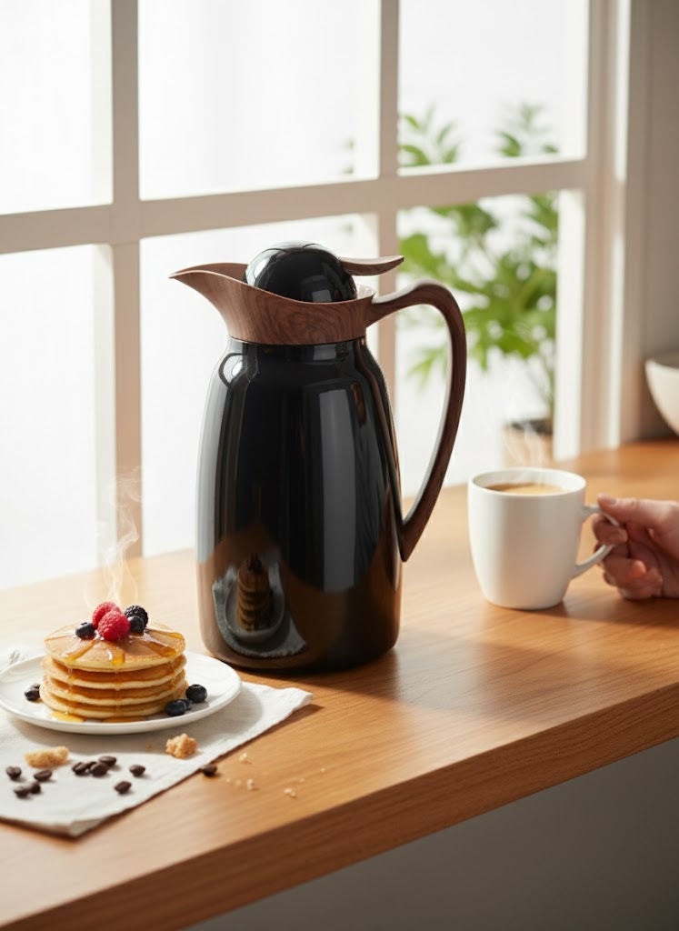 Trust Stainless Steel Tea/Coffee Flask 1.0 Liter Black/Brown - Image 1