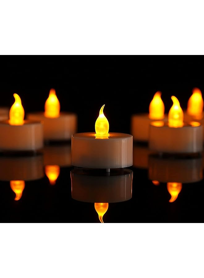 The Bros Flameless Candle Lights, 12 Pack Realistic and Bright Flickering Battery Operated Flameless LED Tea Lights, Electric Fake Candle in Warm Yellow - Image 1