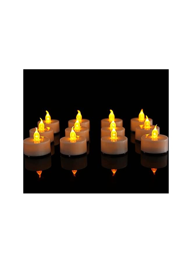 The Bros Flameless Candle Lights, 12 Pack Realistic and Bright Flickering Battery Operated Flameless LED Tea Lights, Electric Fake Candle in Warm Yellow - Image 5