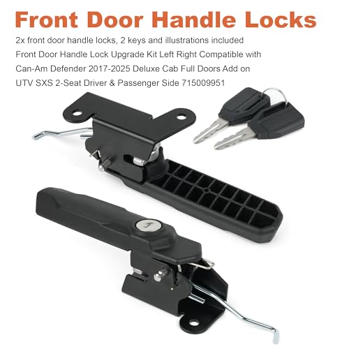 Camotokiit Front Deluxe Cab Full Door Handle Locks UTV SidebySide Upgrade Kit 715009951 for CanAm Defender HD10 HD9 HD8 HD7 Add on 2Seat Driver Passenger Side - Image 3