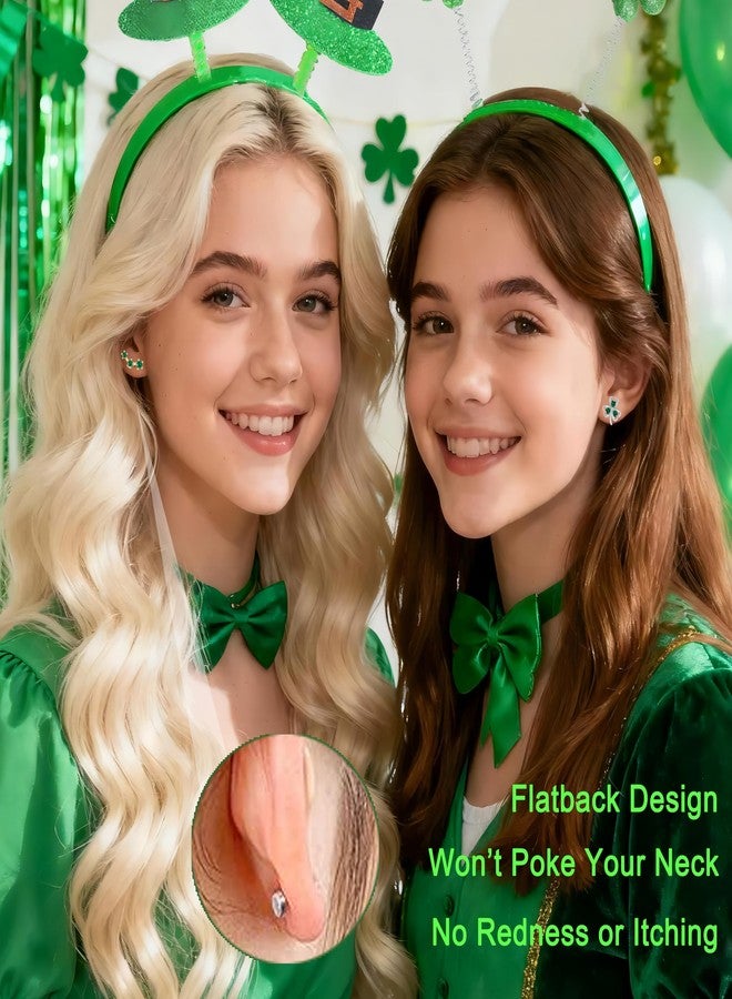 JGUF 18 Pairs Hypoallergenic Flat Back St. Patrick’s Day Earrings for Girls Clover Celtic Shamrock Surgical Steel Screw Back Stud Earrings Irish Jewelry for Women St Patricks Day Easter Accessories Gifts - Image 5