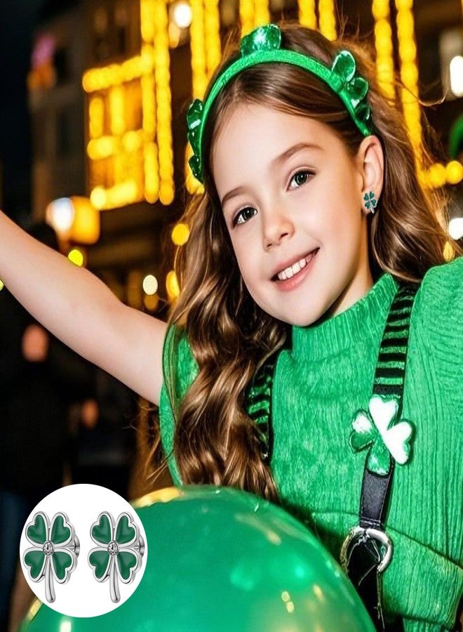 JGUF 18 Pairs Hypoallergenic Flat Back St. Patrick’s Day Earrings for Girls Clover Celtic Shamrock Surgical Steel Screw Back Stud Earrings Irish Jewelry for Women St Patricks Day Easter Accessories Gifts - Image 4