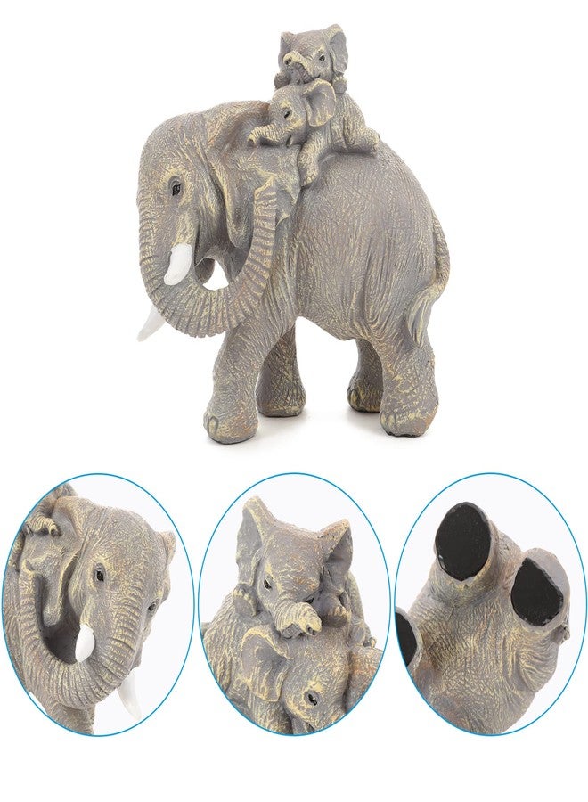 FriyGardcn Good Luck Elephant Figurines Home Décor Elephant Carries Two Calves on Its Back Statue Décor for Shelf Good Gifts for Women Decoration for Living Room, Bedroom, Office - Image 3