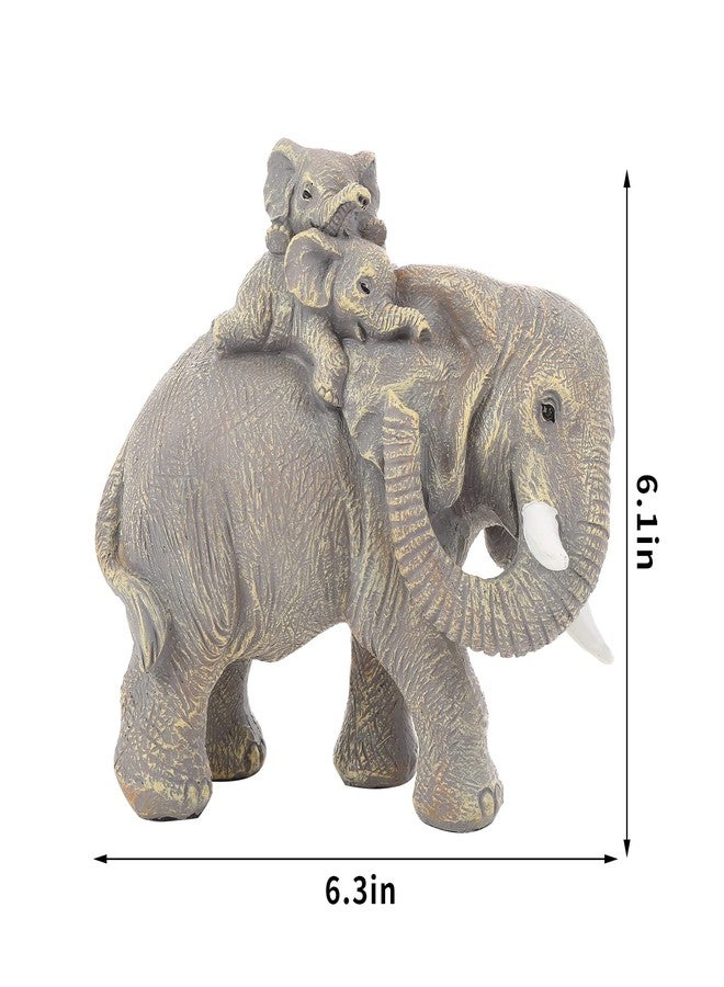 FriyGardcn Good Luck Elephant Figurines Home Décor Elephant Carries Two Calves on Its Back Statue Décor for Shelf Good Gifts for Women Decoration for Living Room, Bedroom, Office - Image 4