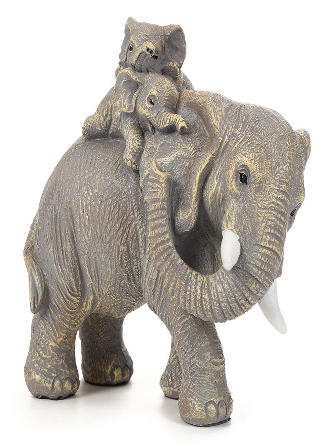 FriyGardcn Good Luck Elephant Figurines Home Décor Elephant Carries Two Calves on Its Back Statue Décor for Shelf Good Gifts for Women Decoration for Living Room, Bedroom, Office - Image 1